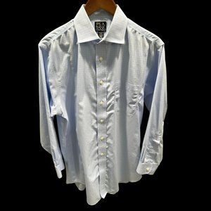 DONATED Jos. A. Bank Travelers Tailored Fit Blue Windowpane Dress Shirt